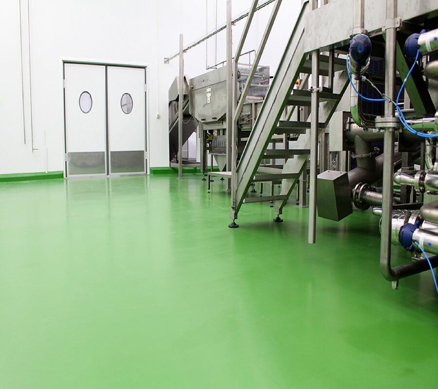 Chemical resistant flooring for industrial process areas